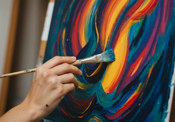 Orang melukis seni abstrak untuk meluahkan emosi dalaman