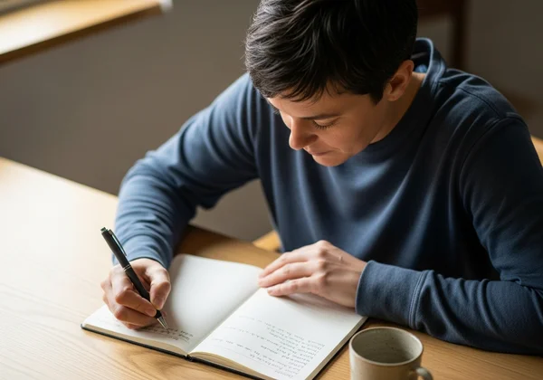 Person practicing micro-emotion journaling