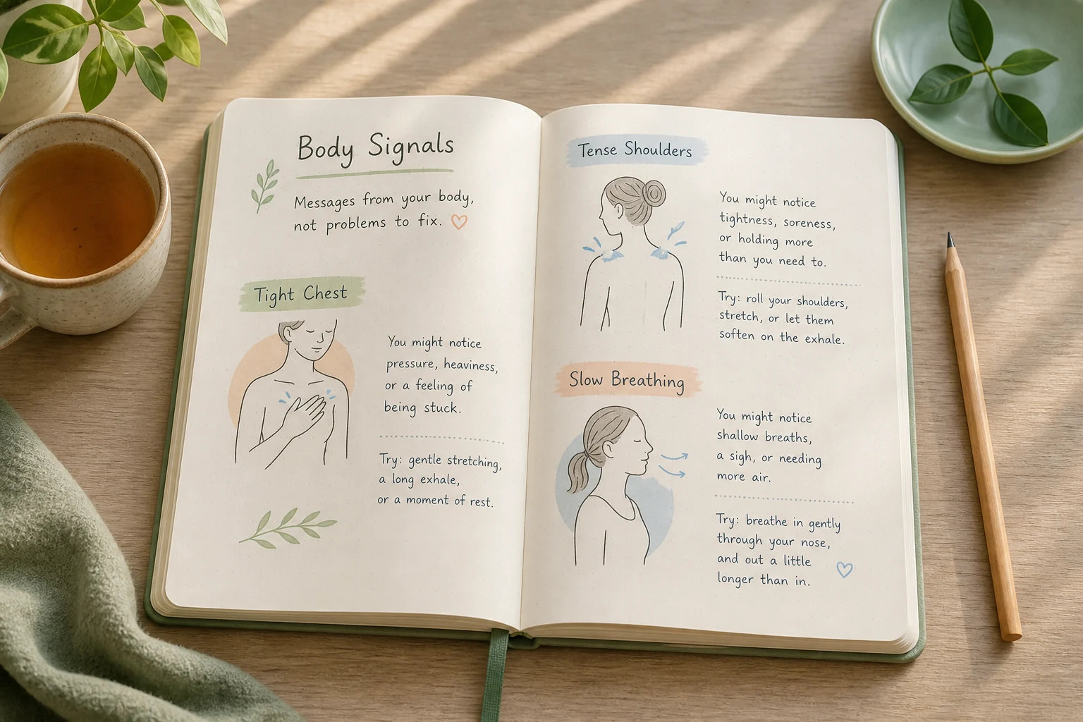 Notebook with body signals